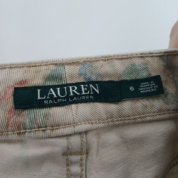 womens ralph lauren premier skinny ankle cream floral light wash size 6 jeans - Picture 6 of 7